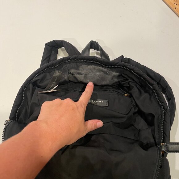 Marc Jacobs Black Quilted Nylon Backpack Designer Bag School Travel - Picture 12 of 14